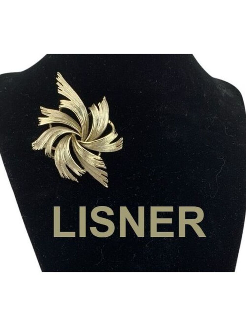 LISNER Vintage Mid-Century Silver Tone Swirl Ribbon Leaf Brooch 2.75 Inch